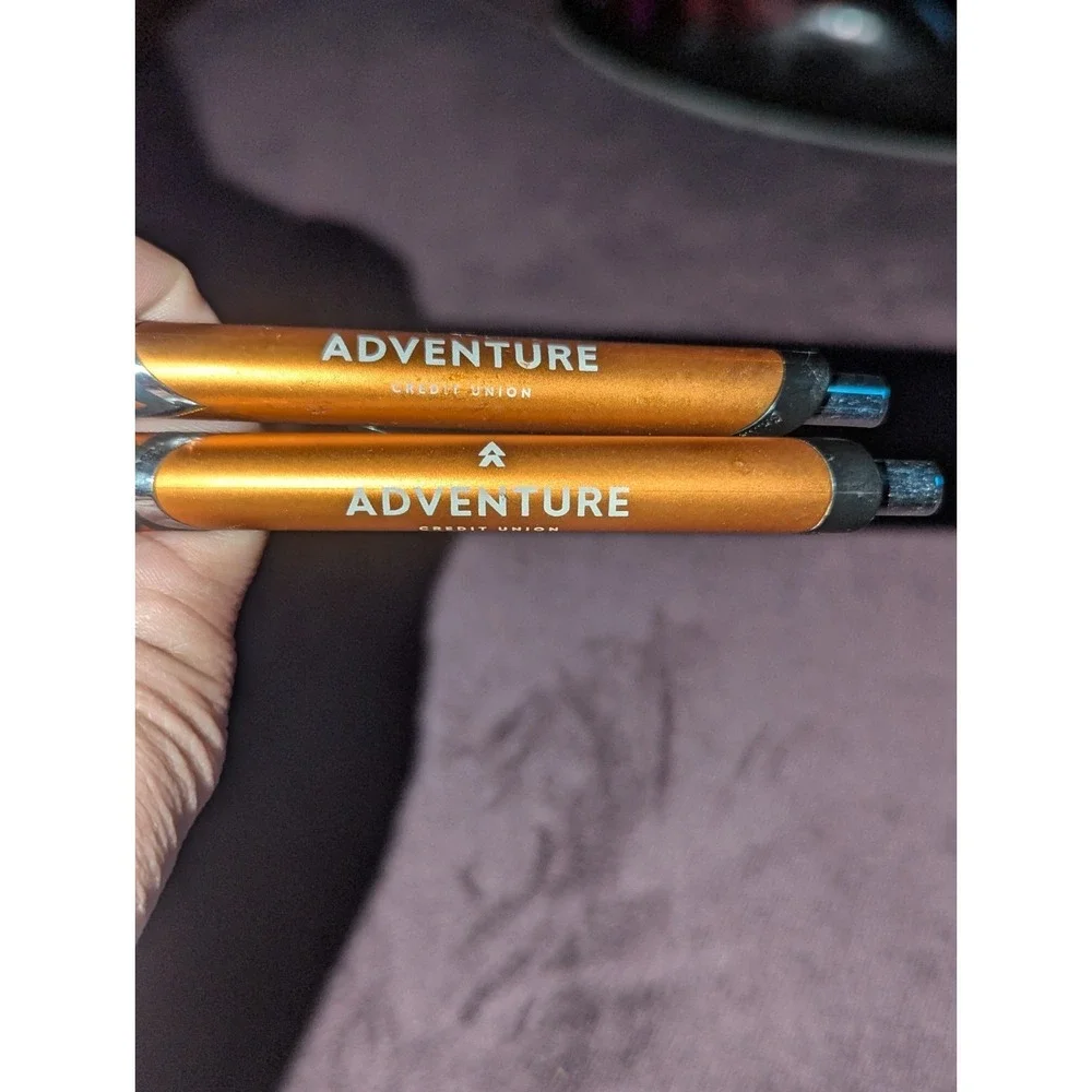 Retro Officecore Adventure Credit Union Promo Pen Set Lot‎ of 2 Working